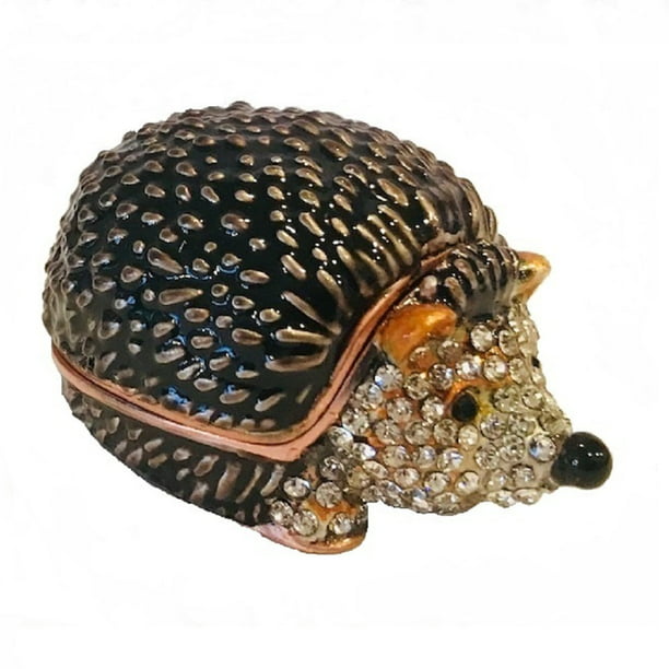 Hedgehog Treasured Trinket Jewelry Ring Box Animal Figurine Collectible Holder 